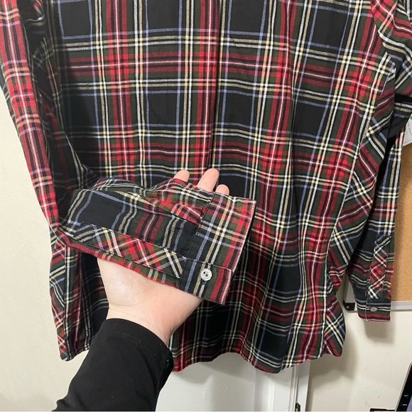 J. Jill Tartan Plaid Long Sleeve Collared Button Down Red and Black Size Large - Picture 5 of 6
